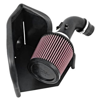 K&N® - 69 Series Typhoon® Aluminum Textured Black Cold Air Intake System with Red Filter