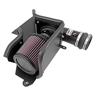 K&N® - 69 Series Typhoon® Aluminum Textured Black Cold Air Intake System with Red Filter