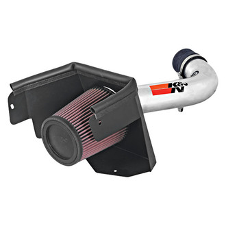 K&N® - 77 Series High-Flow Performance Aluminum Polished Cold Air Intake System with Red Filter