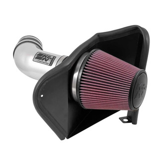 K&N® - 77 Series High-Flow Performance Aluminum Silver Cold Air Intake System with Red Filter