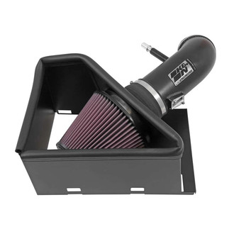 K&N® - 77 Series High-Flow Performance Aluminum Textured Black Cold Air Intake System with Red Filter