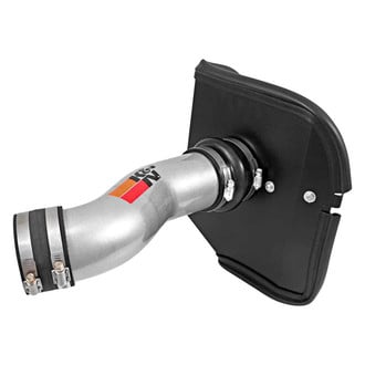 K&N® - 77 Series High-Flow Performance Aluminum Silver Cold Air Intake System with Red Filter