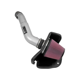 K&N® - 77 Series High-Flow Performance Aluminum Silver Cold Air Intake System with Red Filter