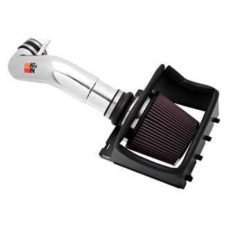 K&N® - 77 Series High-Flow Performance Aluminum Polished Cold Air Intake System with Red Filter