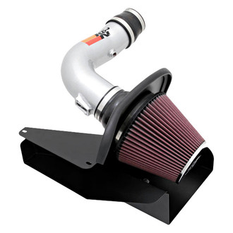 K&N® - 77 Series High-Flow Performance Aluminum Silver Cold Air Intake System with Red Filter