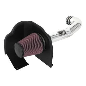K&N® - 77 Series High-Flow Performance Aluminum Bright Aluminized Cold Air Intake System with Red Filter