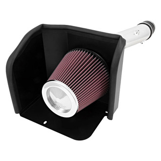 K&N® - 77 Series High-Flow Performance Aluminum Polished Cold Air Intake System with Red Filter