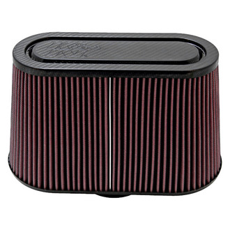 K&N® - Oval Tapered Red Air Filter (3.875" F x 12" BOL x 6" BOW x 9.938" TOL x 3.938" TOW x 7" H)