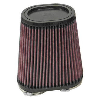 K&N® - Dual Flange Oval Tapered Red Air Filter (2.375" F x 6.25" BOL x 3.75" BOW x 4.438" TOL x 3.438" TOW x 6.75" H)