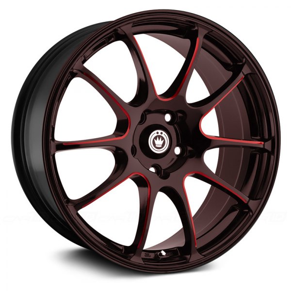 KONIG® - ILLUSION Black with Red Ball Cut Machined Spokes