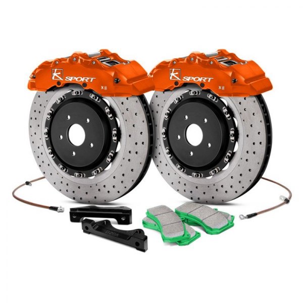  KSport® - SuperComp Cross Drilled Fixed Front Brake Kit with 8-Piston Calipers