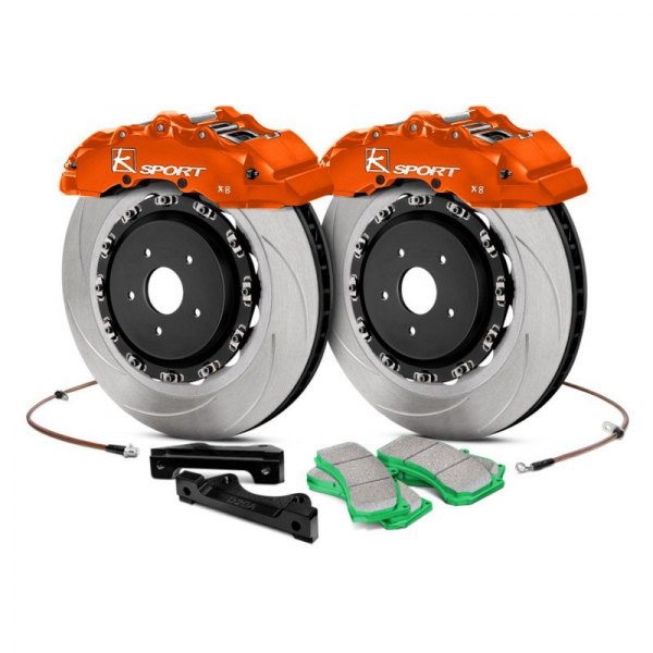  KSport® - SuperComp Slotted Fixed Front Brake Kit with 8-Piston Calipers