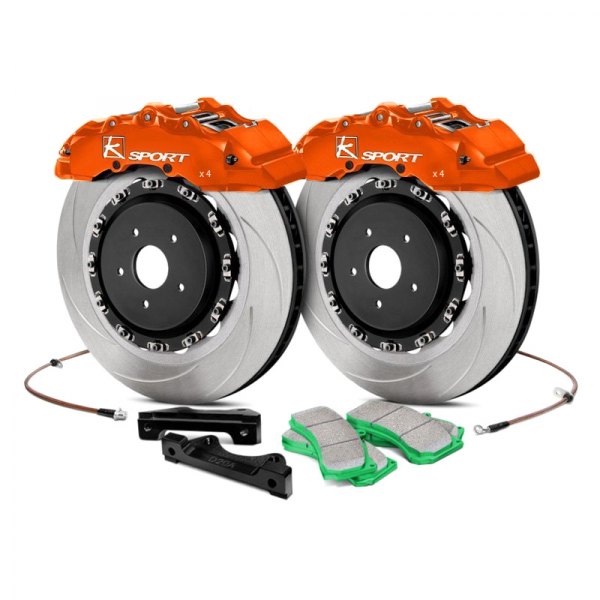  KSport® - SuperComp Slotted Fixed Rear Brake Kit with 4-Piston Calipers