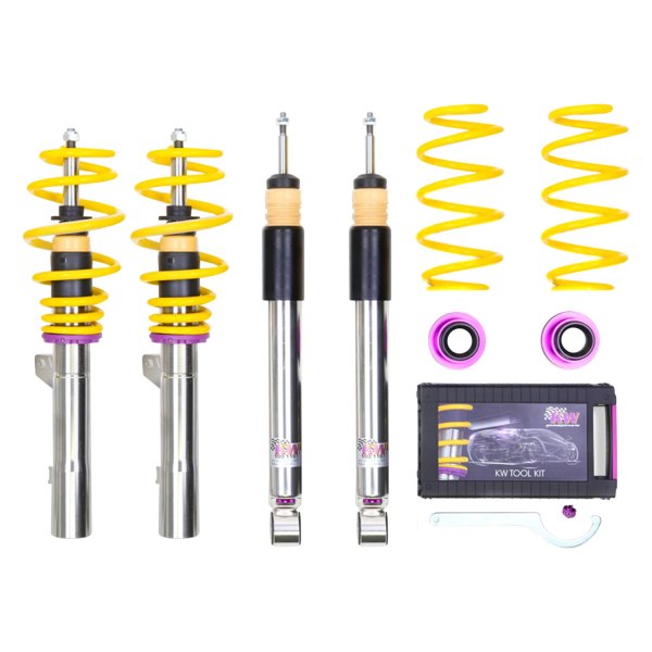 KW Suspensions® - V3 Inox-Line Front and Rear Coilover Kit with Electronic Damper Cancellation Kit