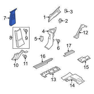 Land Rover OE - Center Left Door Pillar Post Trim Set