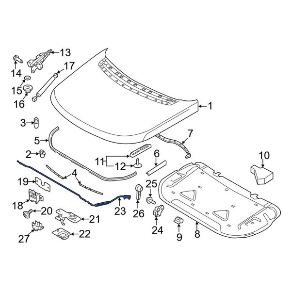 Land Rover OE LR038195 Front Hood Release Cable
