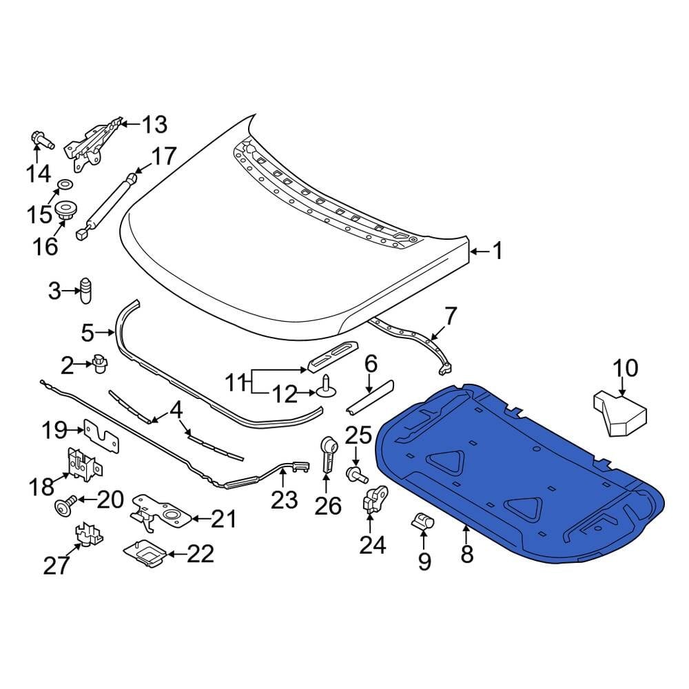 Land Rover OE LR144660 - Front Upper Hood Insulation Pad