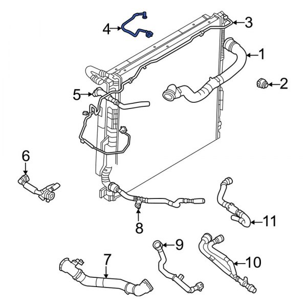 Land Rover OE LR151636 Engine Coolant Overflow Hose