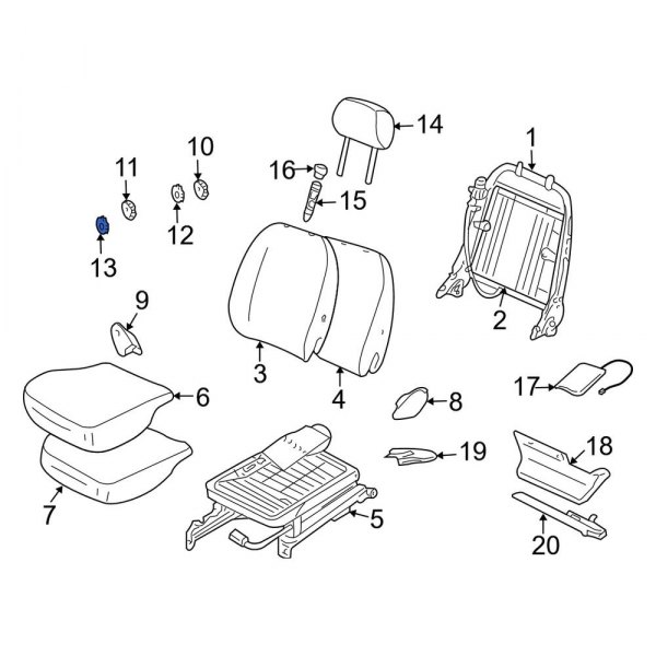 Seat Back Recliner Adjustment Mechanism Cover Cap