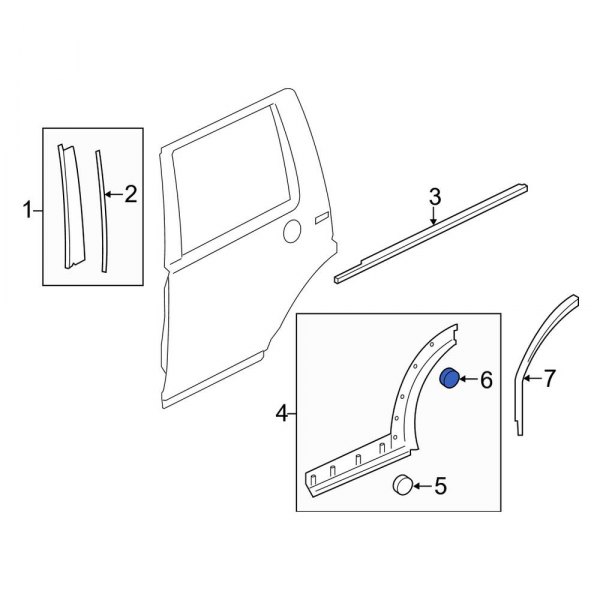 Land Rover OE DYC500110 - Rear Door Molding Clip