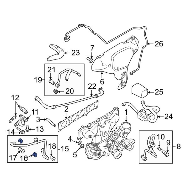 Land Rover OE LR025565 Turbocharger Coolant Line Gasket