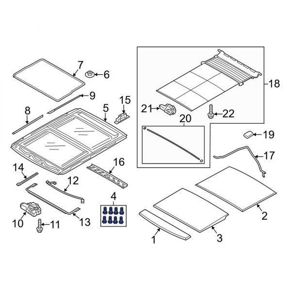 Sunroof Glass Hardware Kit