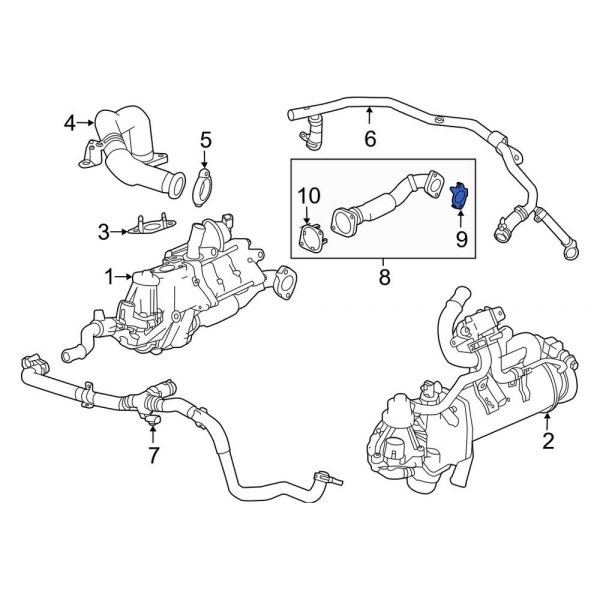 Land Rover OE LR075627 Upper Exhaust Gas Recirculation (EGR) Cooler