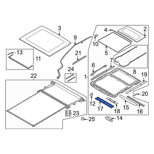 Land Rover OE LR163665 Rear Sunroof Molding