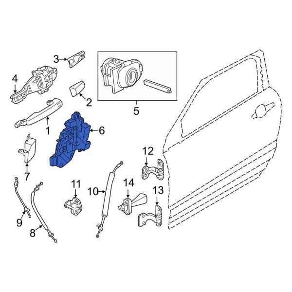 Land Rover OE LR091350 Front Right Door Latch Assembly