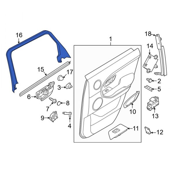 Land Rover OE LR027231 Rear Left Door Window Molding