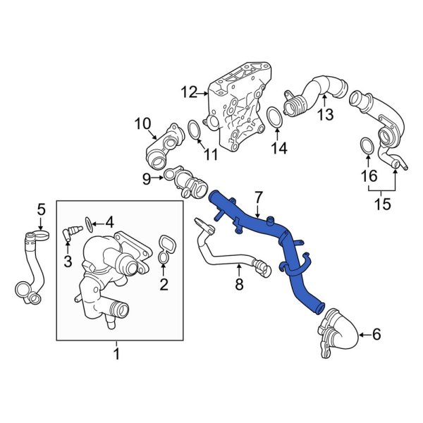 Land Rover OE LR169925 Engine Coolant Bypass Hose