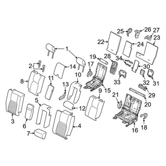 Land Rover OE - Seats & Tracks - Second Row Seats (Seat Components, Seat Back, With Load Through, W/O Slide)