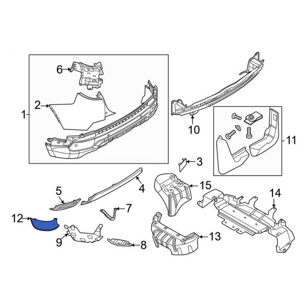 Land Rover OE LR140275 Rear Right Bumper Cover Heat Shield
