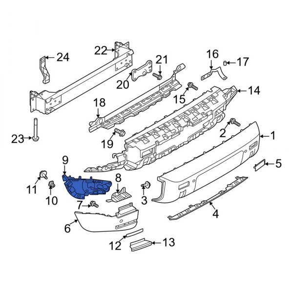 Bumper Cover Support Rail Bracket