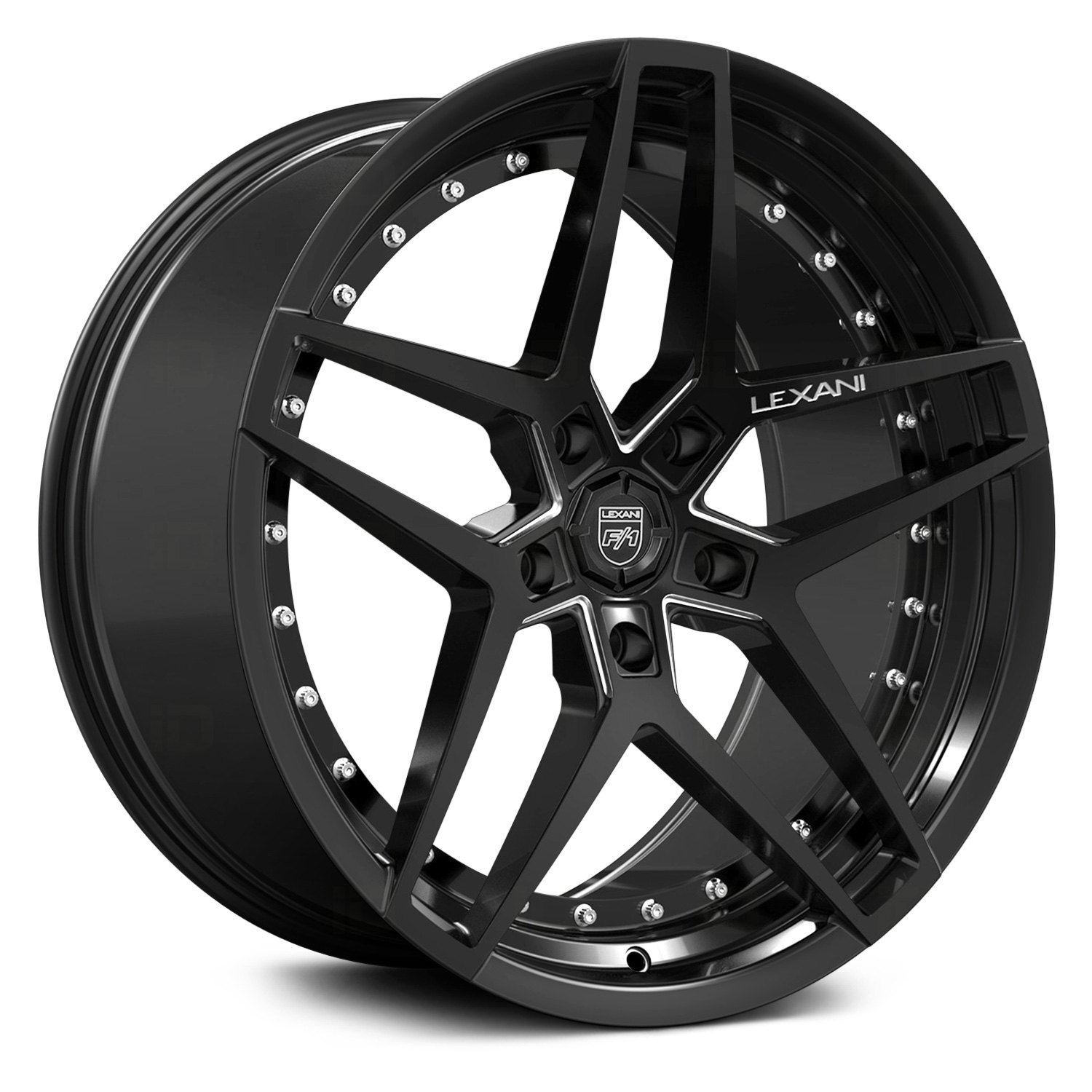 LEXANI® SPIKE Wheels Black with CNC Machined Grooves Rims
