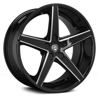 LEXANI® R-FOUR Wheels - Black with CNC Machined Grooves Rims