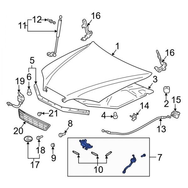 Lexus OE 5351033080 - Front Hood Latch