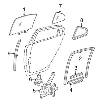 Lexus OE - Rear Door - Glass & Hardware (Base / F Sport)
