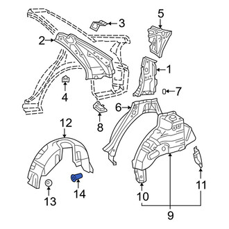 Lexus OE - Rear Quarter Panel Splash Shield Clip