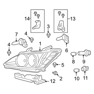 Lexus OE - Front Lamps - Headlamp Components (Without Adaptive Lighting)