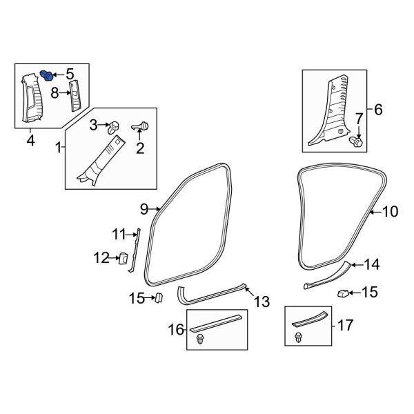 Body B-Pillar Trim Panel Clip