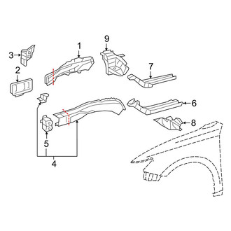 Lexus OE - Fender - Structural Components & Rails (Japan Built, Lower Rail Components)