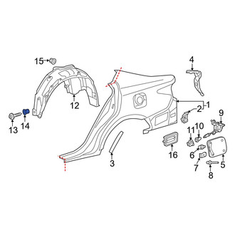 Lexus OE - Quarter Panel Splash Shield Clip