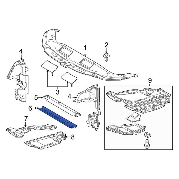 Lexus OE 16592F0010 - Front Lower Radiator Support Air Deflector