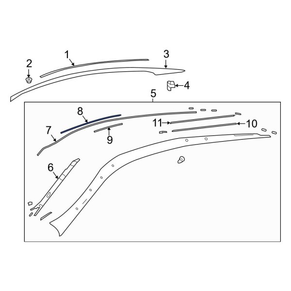 Roof Panel Reveal Molding Bracket