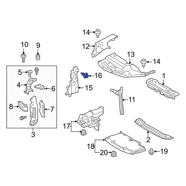 Radiator Support Air Deflector Clip