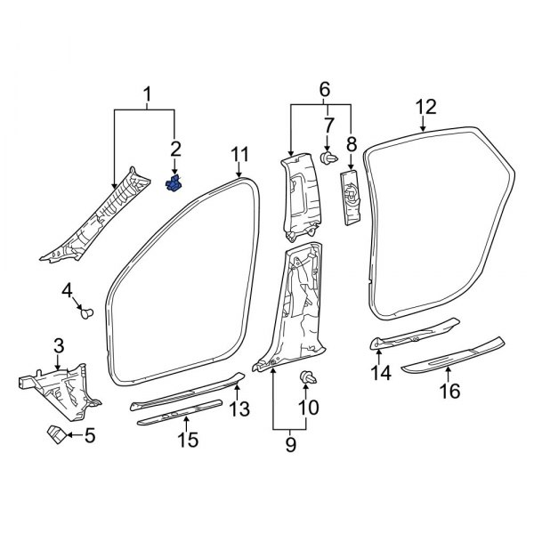 Body A-Pillar Trim Panel Clip