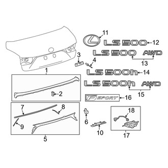 Lexus OE - Trunk Lid - Exterior Trim