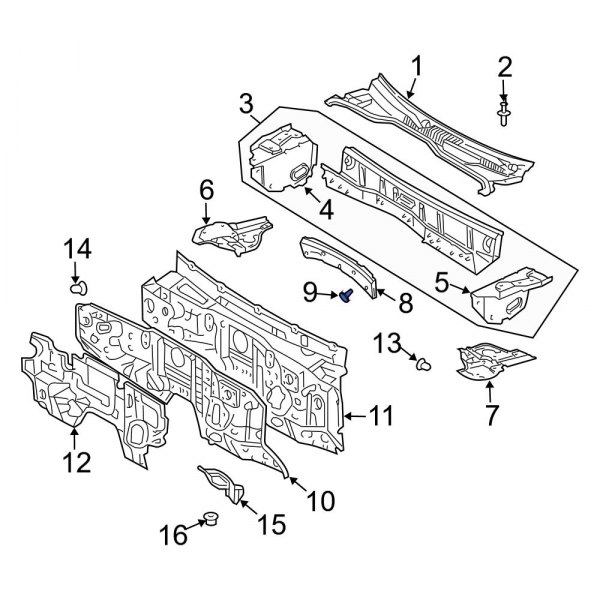 Cowl Grille Panel Clip