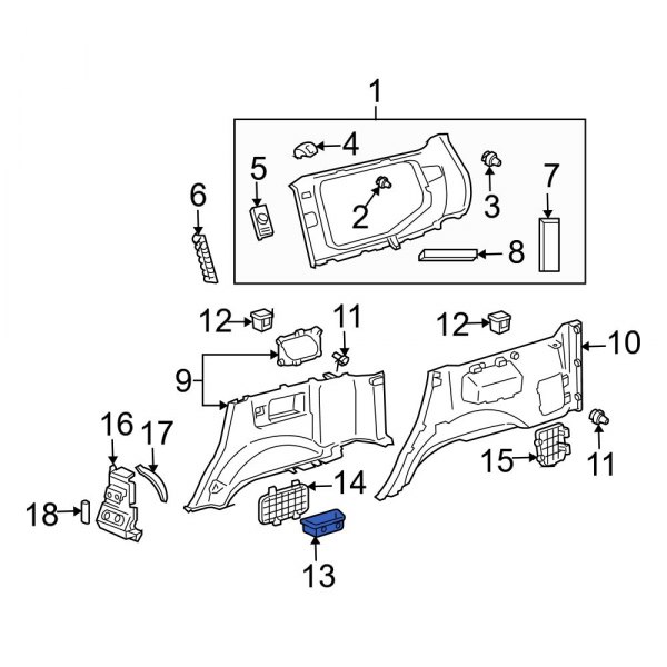 Interior Quarter Panel Trim Panel Storage Compartment